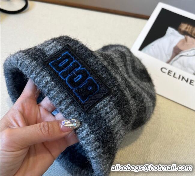 Good Taste Dior Miss Striped Knit Hat DR0909093 Grey 2025