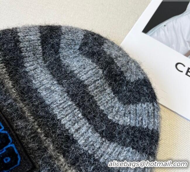 Good Taste Dior Miss Striped Knit Hat DR0909093 Grey 2025