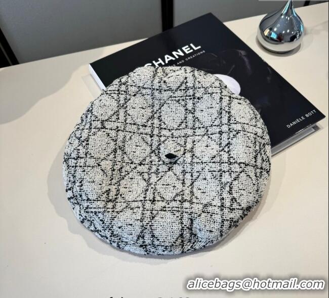Buy Classic Dior Tweed Beret Hat DR090904 White 2025