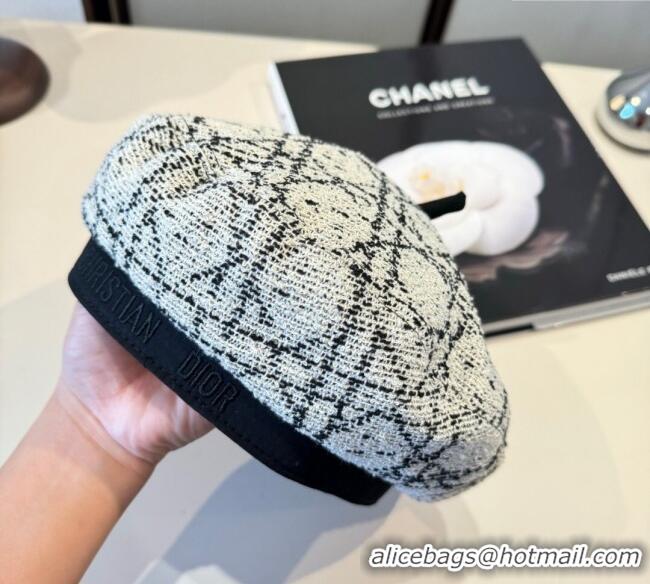Buy Classic Dior Tweed Beret Hat DR090904 White 2025