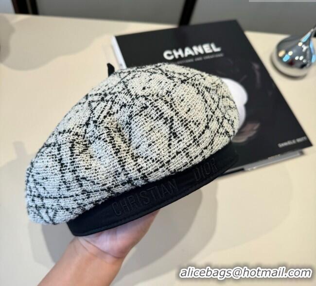 Buy Classic Dior Tweed Beret Hat DR090904 White 2025