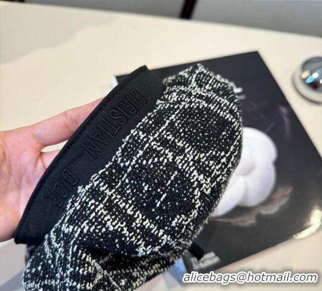 High Quality Dior Tweed Beret Hat DR090904 Black 2025