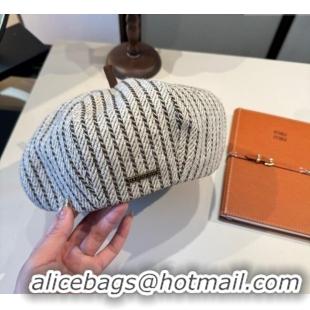 Inexpensive Burberry Corduroy Beret Hat BR090905 White/Brown 2025