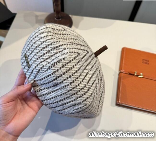 Inexpensive Burberry Corduroy Beret Hat BR090905 White/Brown 2025
