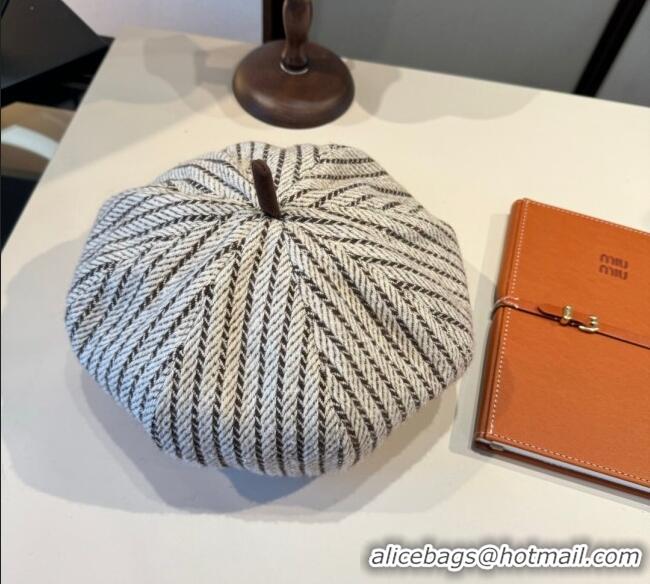 Inexpensive Burberry Corduroy Beret Hat BR090905 White/Brown 2025