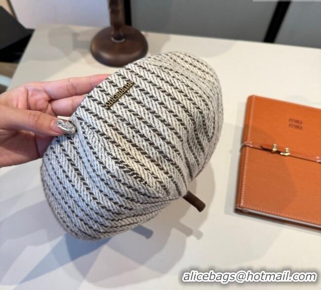 Inexpensive Burberry Corduroy Beret Hat BR090905 White/Brown 2025