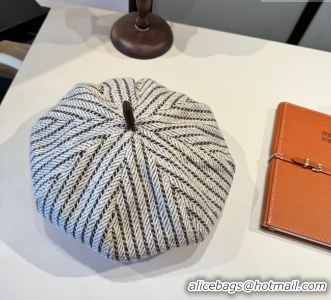Inexpensive Burberry Corduroy Beret Hat BR090905 White/Brown 2025