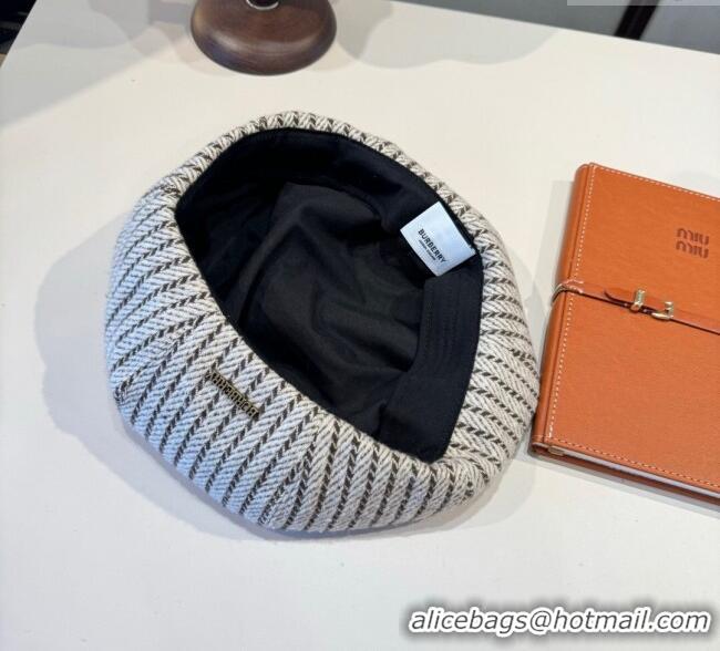 Inexpensive Burberry Corduroy Beret Hat BR090905 White/Brown 2025