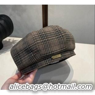 Market Sells Burberry Plaid Beret Hat 0909 Grey 2025