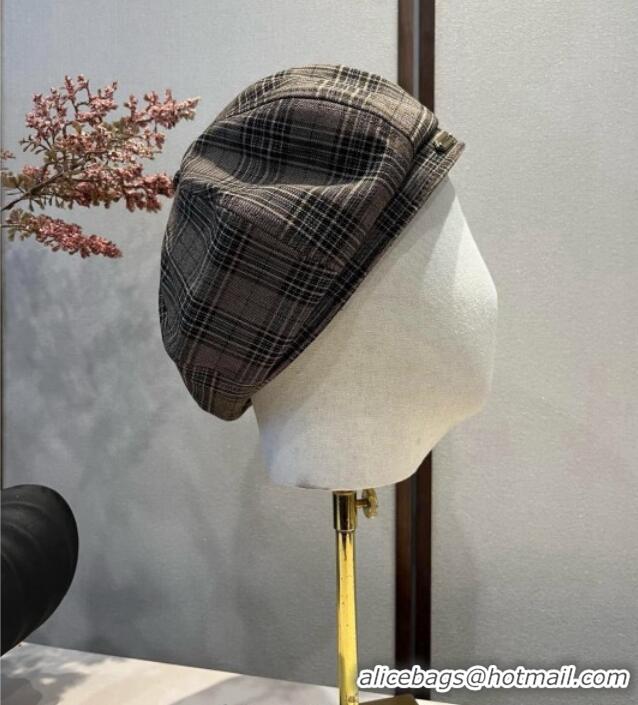 Market Sells Burberry Plaid Beret Hat 0909 Grey 2025