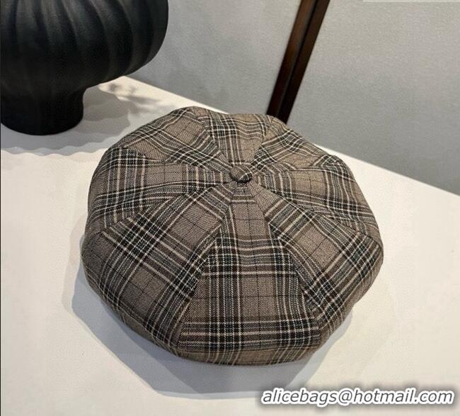 Market Sells Burberry Plaid Beret Hat 0909 Grey 2025