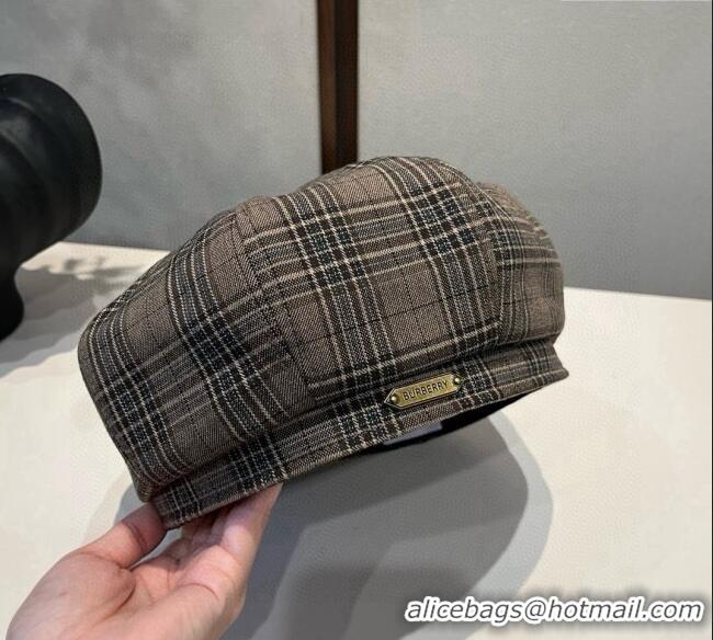 Market Sells Burberry Plaid Beret Hat 0909 Grey 2025