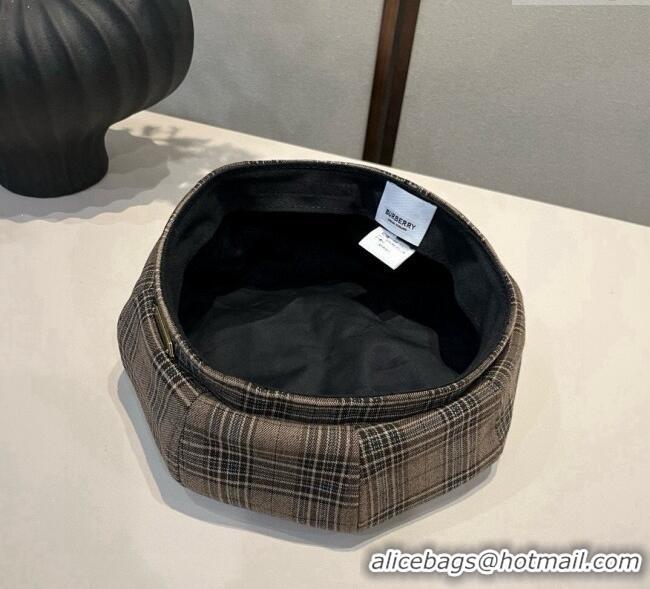 Market Sells Burberry Plaid Beret Hat 0909 Grey 2025