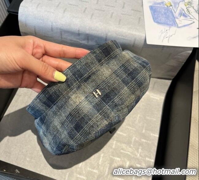 Grade Quality Hermes Plaid Beret Hat HS090908 Blue/Green 2025