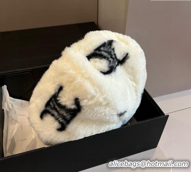 Luxury Classic Celine Rabbit Fur Beret Hat 0909 White 2025