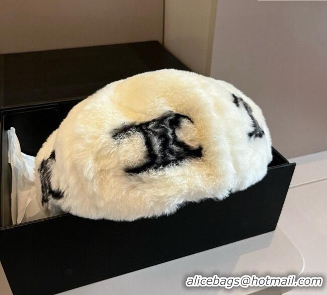 Luxury Classic Celine Rabbit Fur Beret Hat 0909 White 2025