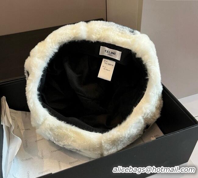 Luxury Classic Celine Rabbit Fur Beret Hat 0909 White 2025