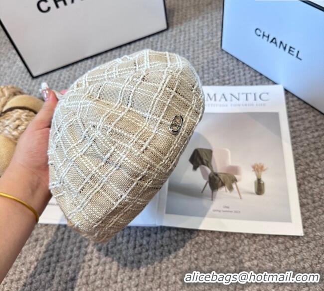 Cheapest Valentino Tweed Beret Hat VL090906 Beige 2025