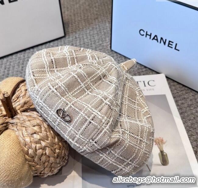 Cheapest Valentino Tweed Beret Hat VL090906 Beige 2025