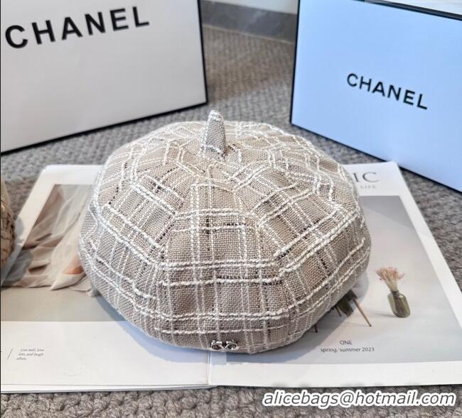Cheapest Valentino Tweed Beret Hat VL090906 Beige 2025
