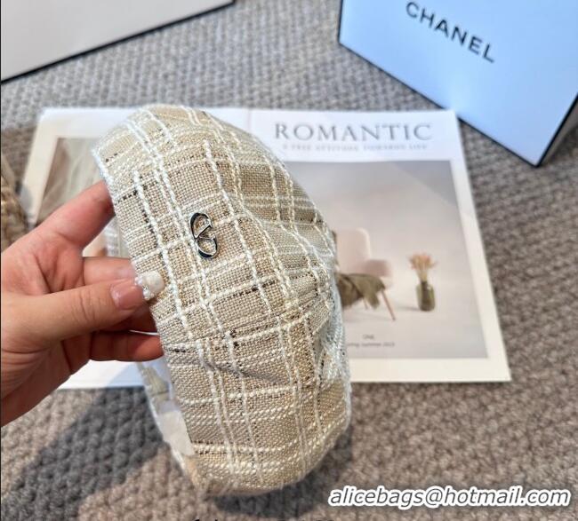 Cheapest Valentino Tweed Beret Hat VL090906 Beige 2025