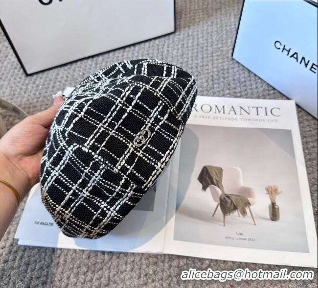 New Fashion Valentino Tweed Beret Hat VL090906 Black 2025