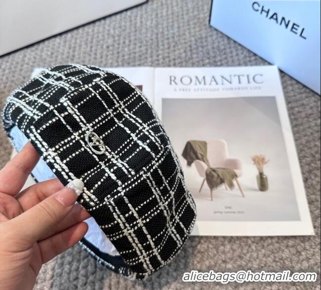 New Fashion Valentino Tweed Beret Hat VL090906 Black 2025