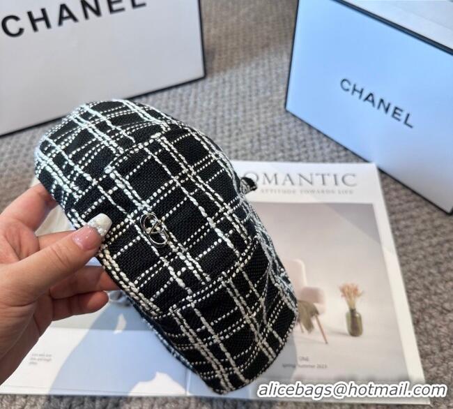 New Fashion Valentino Tweed Beret Hat VL090906 Black 2025