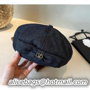 Best Product Valentino Denim Beret Hat with Bow 0909 Dark Blue 2025