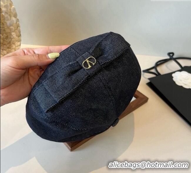 Best Product Valentino Denim Beret Hat with Bow 0909 Dark Blue 2025