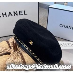 Spot Bulk Chanel Beret Hat with Chain CH090905 Black 2025