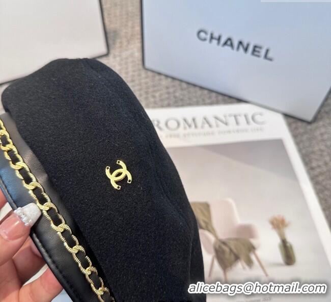 Spot Bulk Chanel Beret Hat with Chain CH090905 Black 2025