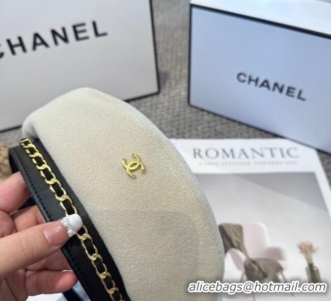 New Cheap Chanel Beret Hat with Chain CH090905 White 2025