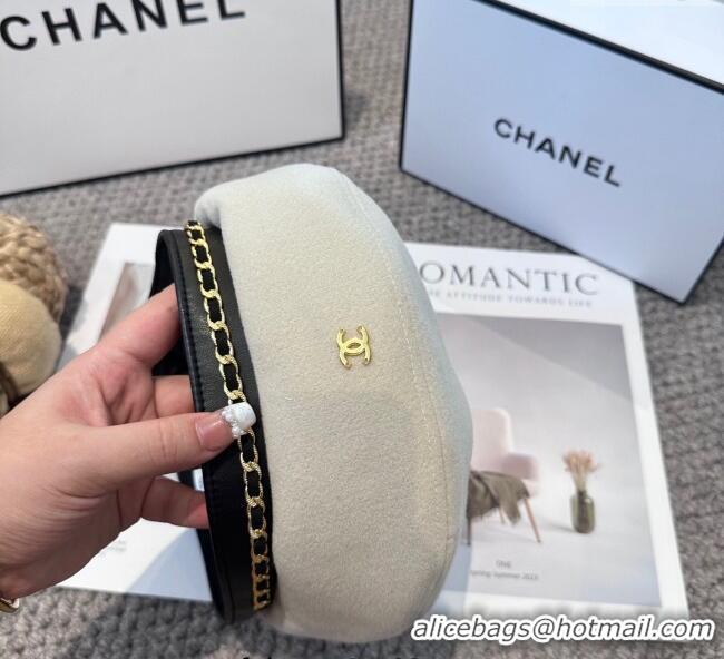 New Cheap Chanel Beret Hat with Chain CH090905 White 2025