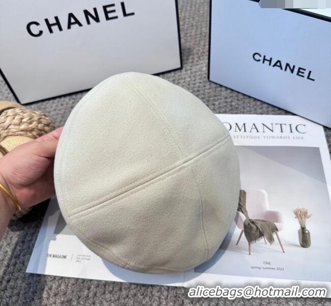 New Cheap Chanel Beret Hat with Chain CH090905 White 2025
