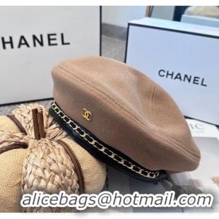 Newly Launched Chanel Beret Hat with Chain CH090905 Beige 2025