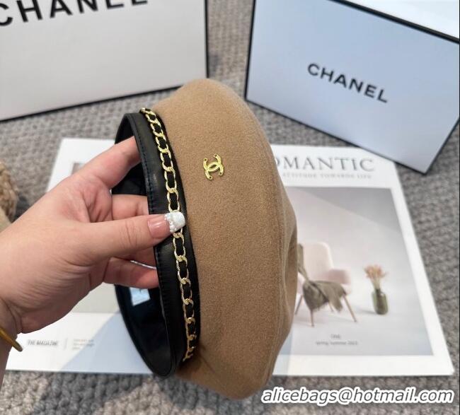 Newly Launched Chanel Beret Hat with Chain CH090905 Beige 2025
