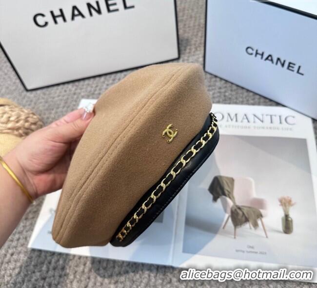 Newly Launched Chanel Beret Hat with Chain CH090905 Beige 2025
