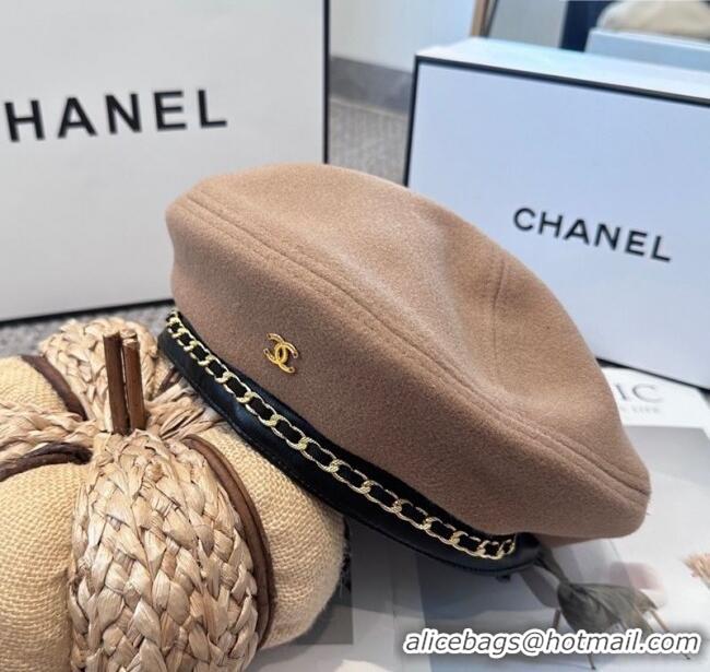Newly Launched Chanel Beret Hat with Chain CH090905 Beige 2025