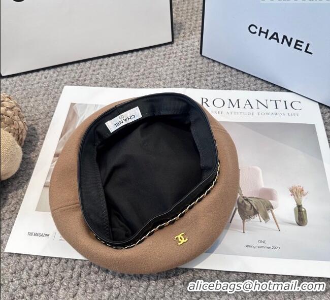 Newly Launched Chanel Beret Hat with Chain CH090905 Beige 2025