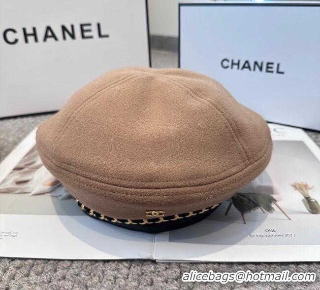Newly Launched Chanel Beret Hat with Chain CH090905 Beige 2025
