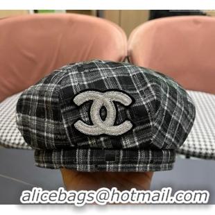 Spot Bulk Chanel Plaid Beret Hat CH090909 Grey 2025