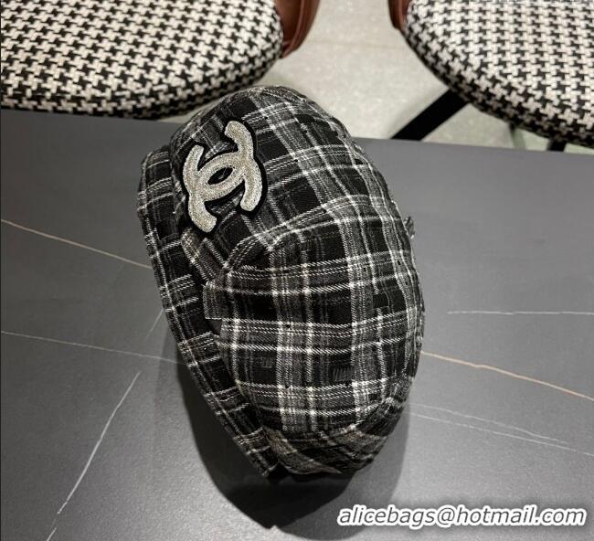 Spot Bulk Chanel Plaid Beret Hat CH090909 Grey 2025