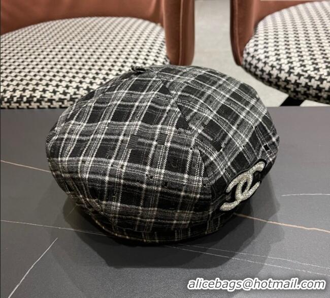 Spot Bulk Chanel Plaid Beret Hat CH090909 Grey 2025