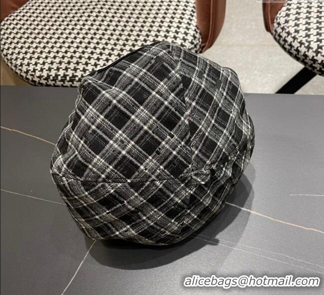 Spot Bulk Chanel Plaid Beret Hat CH090909 Grey 2025