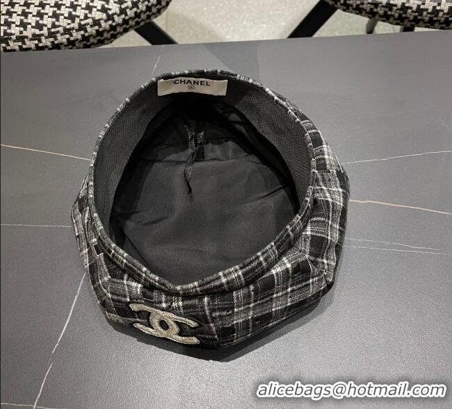 Spot Bulk Chanel Plaid Beret Hat CH090909 Grey 2025
