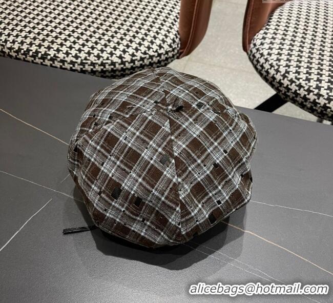 High Quality Chanel Plaid Beret Hat CH090909 Brown 2025