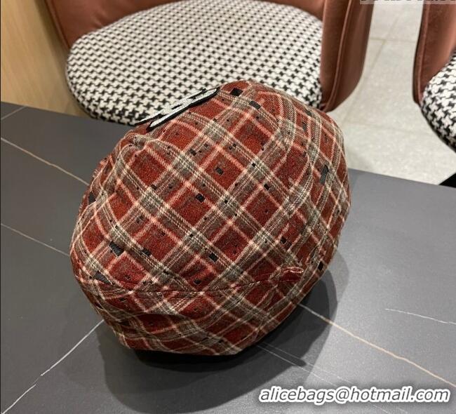 New Design Chanel Plaid Beret Hat CH090909 Red 2025