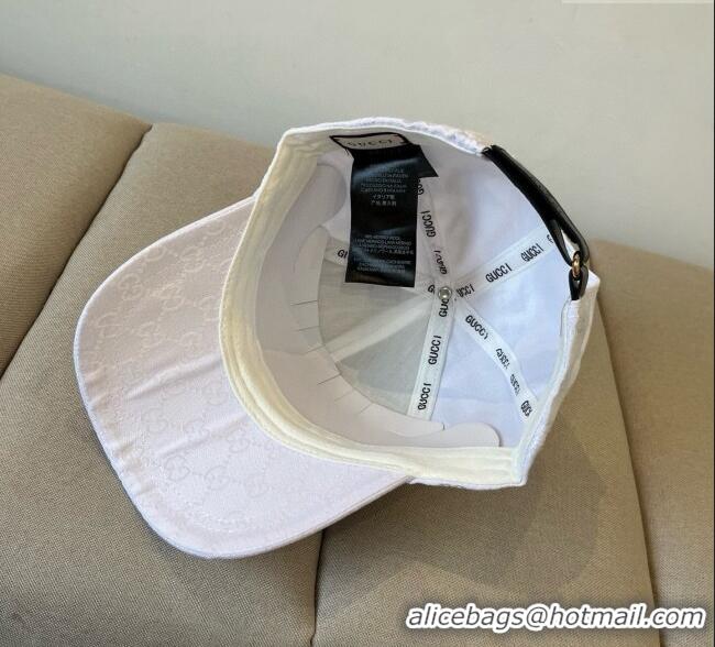 Spot Cheap Gucci GG Canvas Baseball Hat with Interlocking G GG090910 White 2025
