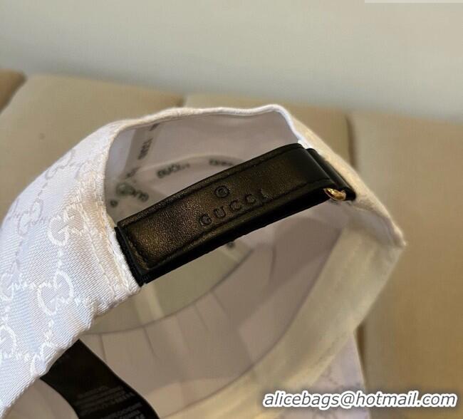Spot Cheap Gucci GG Canvas Baseball Hat with Interlocking G GG090910 White 2025